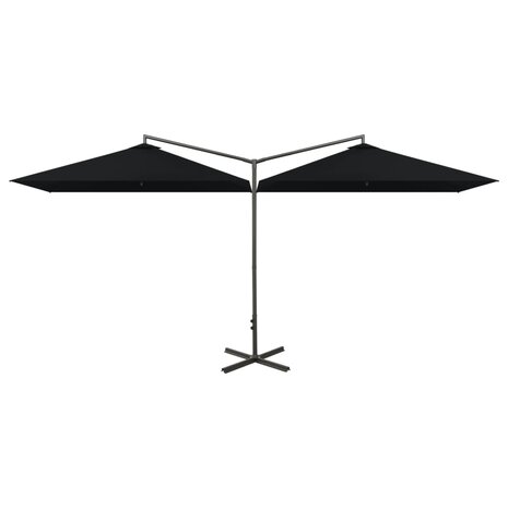 Parasol dubbel met stalen paal 600x300 cm zwart 2