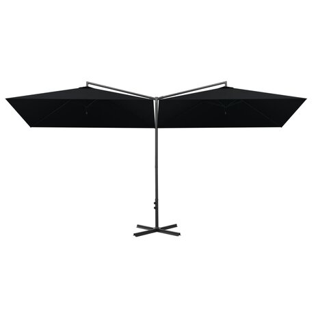 Parasol dubbel met stalen paal 600x300 cm zwart 3