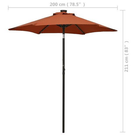 Parasol met LED-verlichting 200x211 cm aluminium terracottakleurig 9