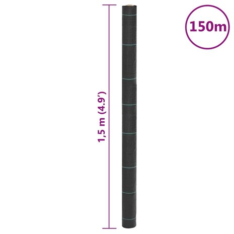 Worteldoek 1,5x150 m polypropeen zwart 8