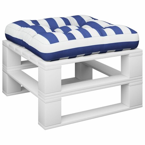 Palletkussen gestreept 60x60x12 cm stof blauw en wit 3