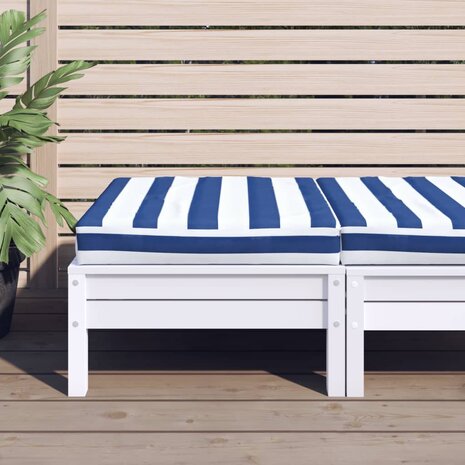 Palletkussen gestreept 60x60x8 cm oxford stof blauw en wit 1