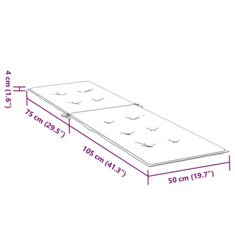 Terrasstoelkussen (75+105)x50x4 cm rood 9