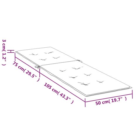 Terrasstoelkussen ruitpatroon (75+105)x50x4 cm grijs 9