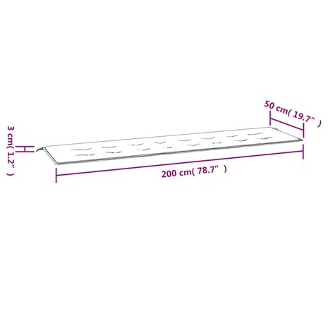 Tuinbankkussen ruitpatroon 150x50x3 cm stof zwart 7