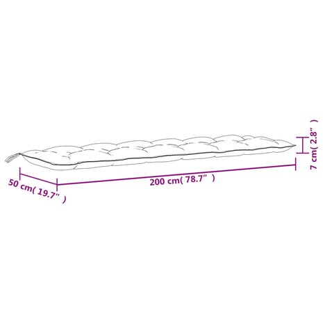 Tuinbankkussen bladpatroon 200x50x7 cm stof 7