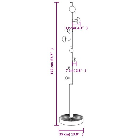 Kapstok 172 cm gepoedercoat ijzer wit 8