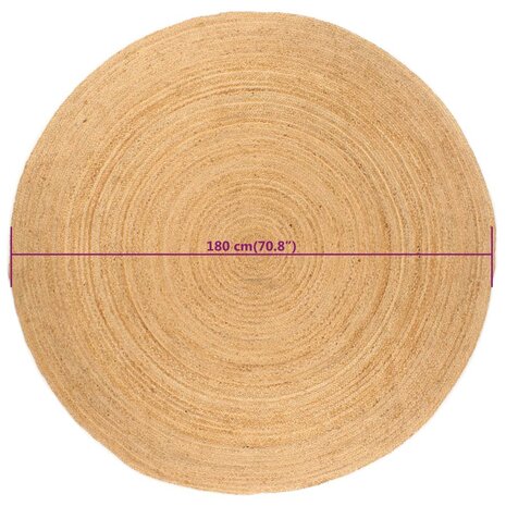 Tapijt rond 180 cm gevlochten jute 6