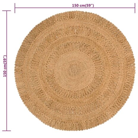 Tapijt rond 150 cm gevlochten jute 6