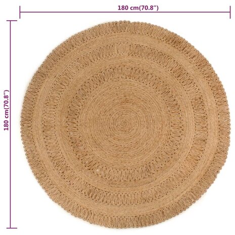 Tapijt rond 180 cm gevlochten jute 6