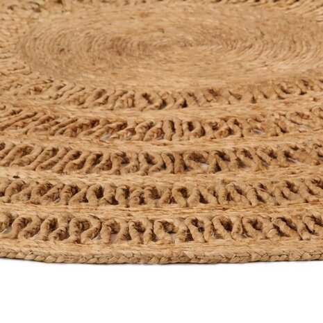 Tapijt rond 90 cm gevlochten jute 2