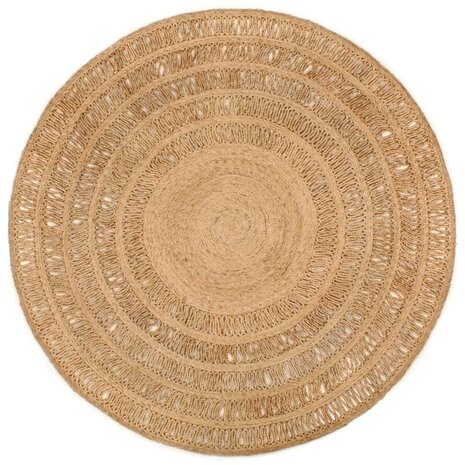 Tapijt rond 180 cm gevlochten jute 1