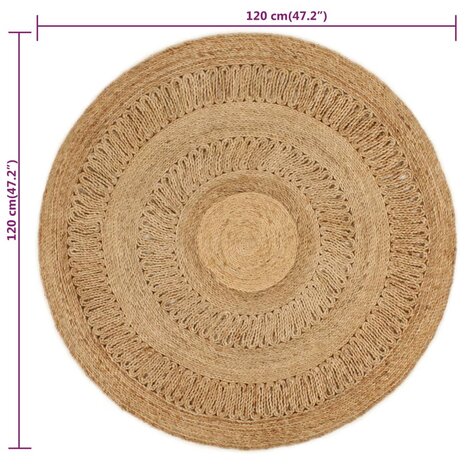 Tapijt rond 120 cm gevlochten jute 6