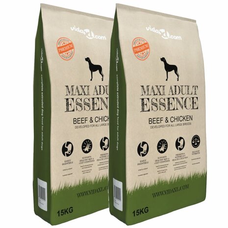 Premium hondenvoer Maxi Adult Essence Beef & Chicken 30 kg 2 st 1