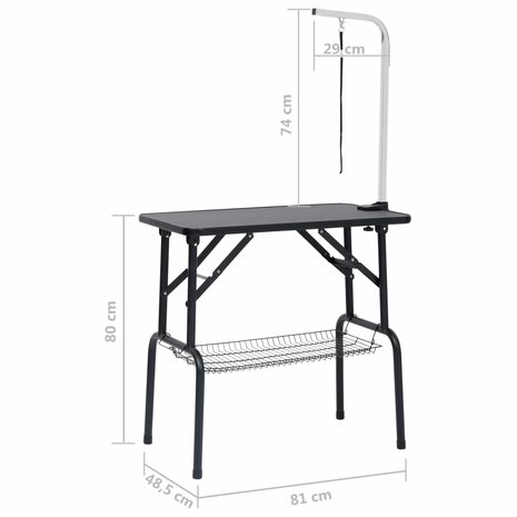 Hondentrimtafel verstelbaar met 1 lus en opbergschap 11