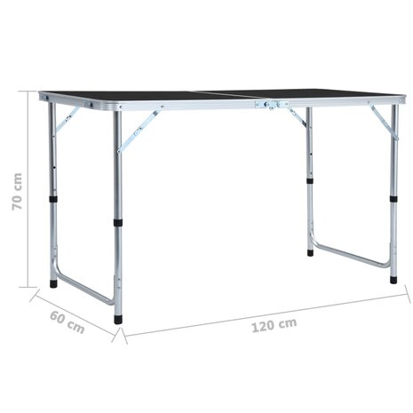 Campingtafel inklapbaar 120x60 cm aluminium grijs 9