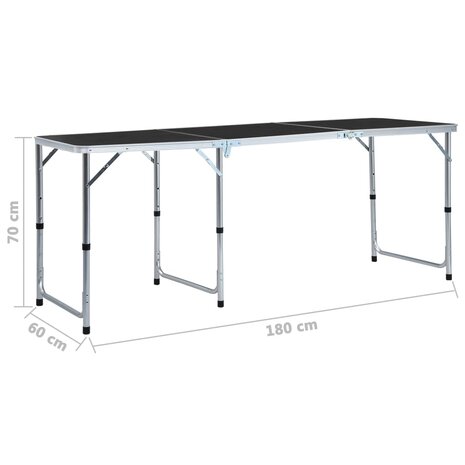 Campingtafel inklapbaar 180x60 cm aluminium grijs 9