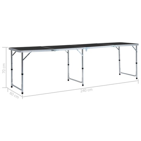 Campingtafel inklapbaar 240x60 cm aluminium grijs 9