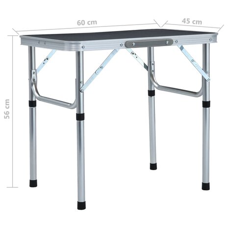 Campingtafel inklapbaar 60x45 cm aluminium grijs 7