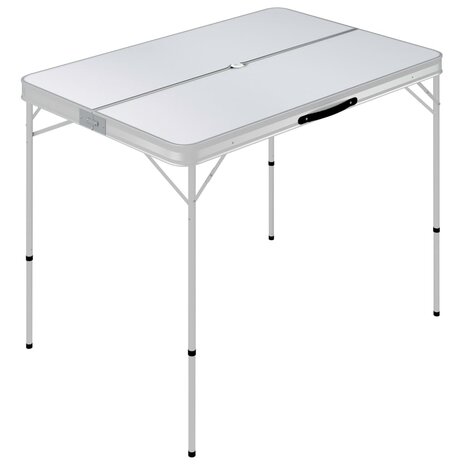 Campingtafel inklapbaar met 2 banken aluminium wit 2