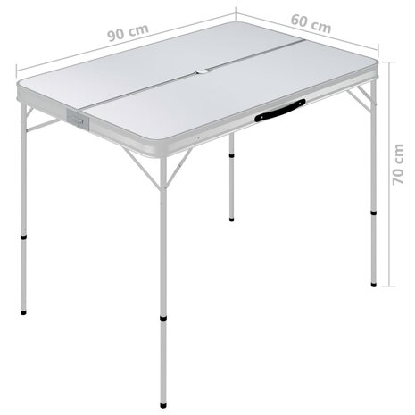 Campingtafel inklapbaar met 2 banken aluminium wit 7