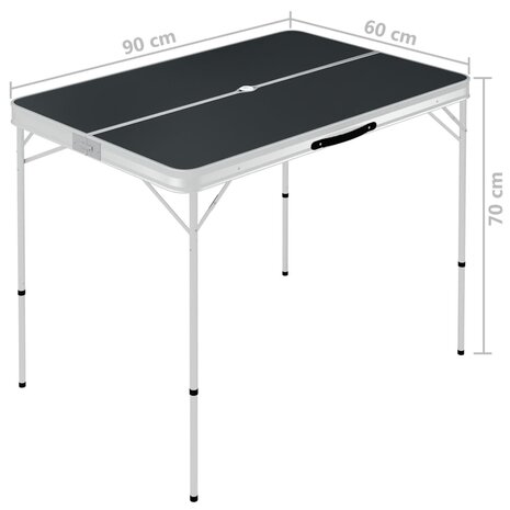 Campingtafel inklapbaar met 2 banken aluminium grijs 7