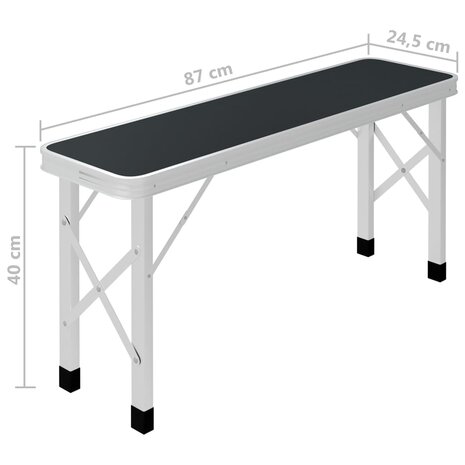 Campingtafel inklapbaar met 2 banken aluminium grijs 8