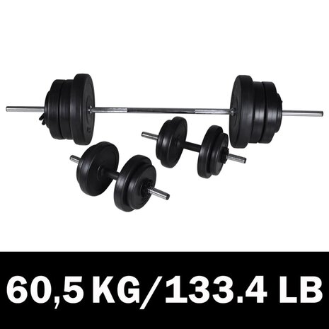 Barbell- en dumbbellset 60,5 kg 1