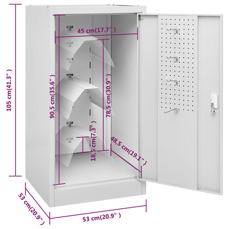 Zadelkast 53x53x105 cm staal lichtgrijs 9