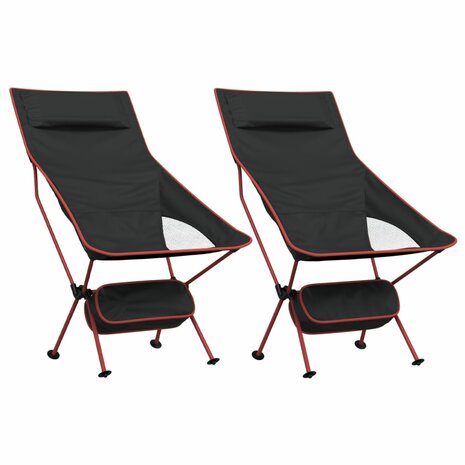 Campingstoelen 2 st inklapbaar oxford stof en aluminium zwart 2