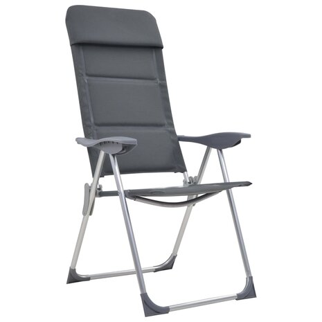 Campingstoelen 58x69x111 cm aluminium grijs 2 st 2