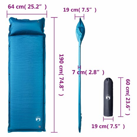 Kampeermatras met kussen zelfopblazend 1-persoons turquoise 5