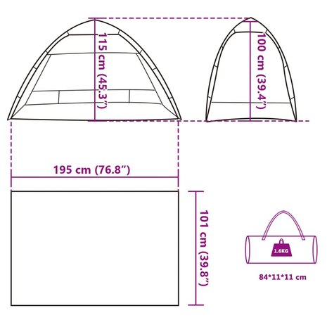 Strandtent 2-persoons waterdicht snelontgrendeling azuurblauw 12