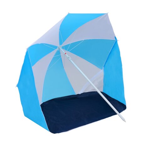 Strandparasol/-tent 180 cm stof blauw en wit 2