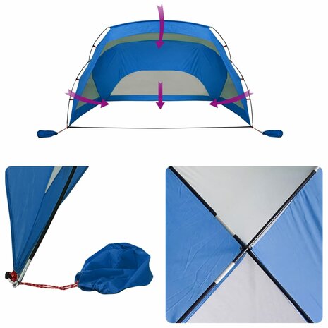 Strandtent 274x178x170/148 cm 185T taft azuurblauw 11