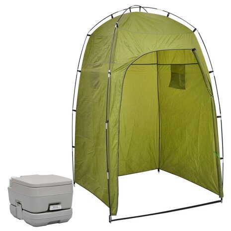 Kampeertoilet met tent draagbaar 10 + 10 L 1