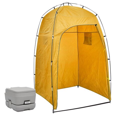 Kampeertoilet met tent draagbaar 10 + 10 L 1