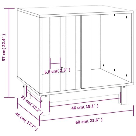 Hondenhok 60x45x57 cm massief grenenhout 8