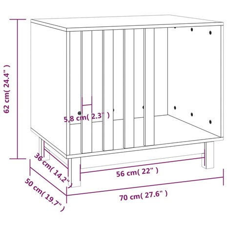 Hondenhok 70x50x62 cm massief grenenhout wit 8