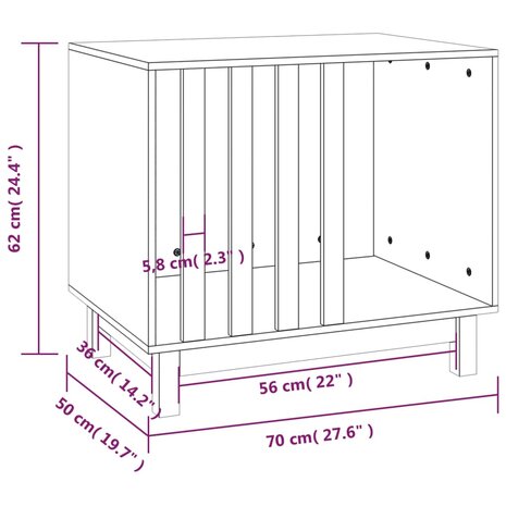 Hondenhok 70x50x62 cm massief grenenhout honingbruin 8