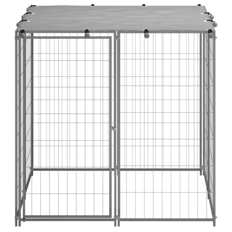 Hondenkennel 110x110x110 cm staal zilverkleurig 2