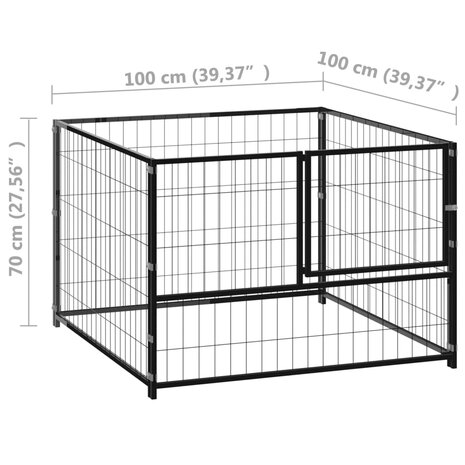 Hondenkennel 100x100x70 cm staal zwart 5