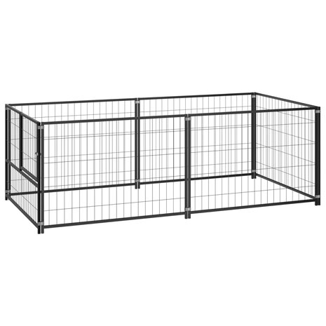 Hondenkennel 200x100x70 cm staal zwart 1