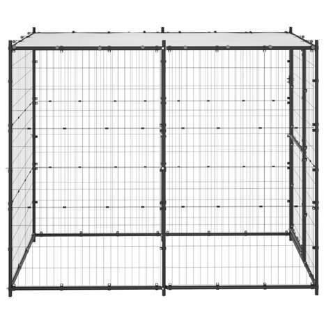 Hondenkennel voor buiten met dak 110x220x180 cm staal 3