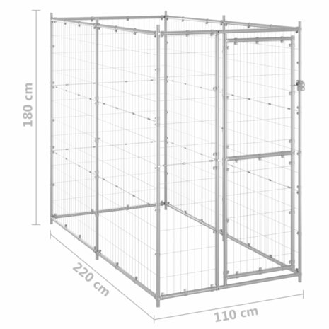 Hondenkennel voor buiten 110x220x180 cm gegalvaniseerd staal 6