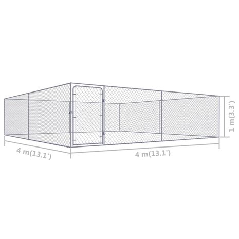 Hondenkennel voor buiten 4x4x1 m gegalvaniseerd staal 5