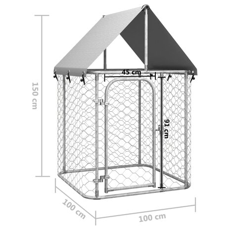 Hondenkennel voor buiten met dak 100x100x150 cm 5