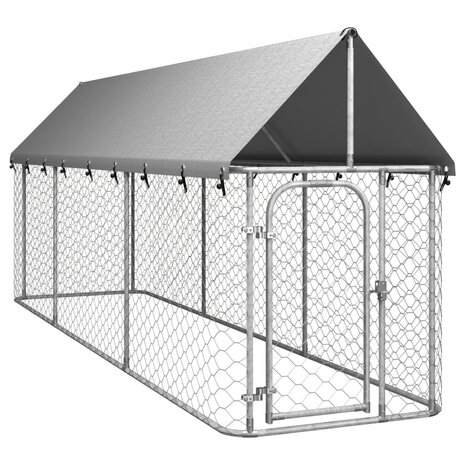 Hondenkennel voor buiten met dak 400x100x150 cm 1