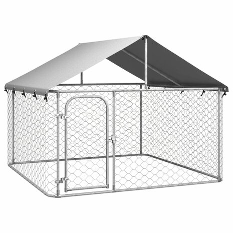 Hondenkennel voor buiten met dak 200x200x150 cm 1