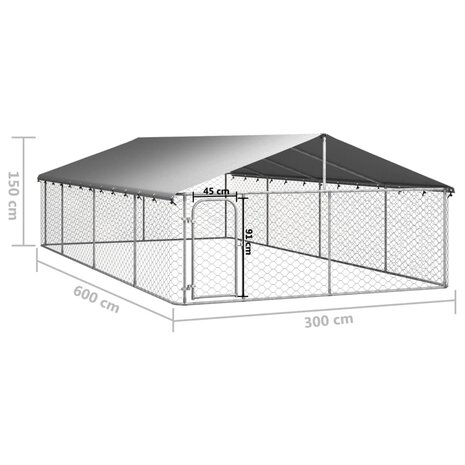 Hondenkennel voor buiten met dak 600x300x150 cm 5